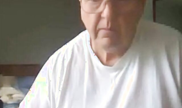 old man jerking his big dick