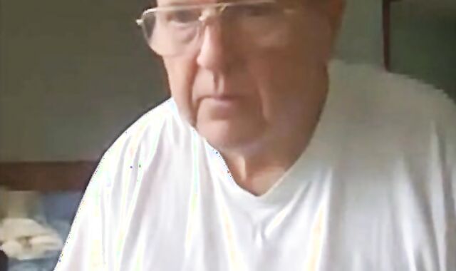 old man jerking his big dick