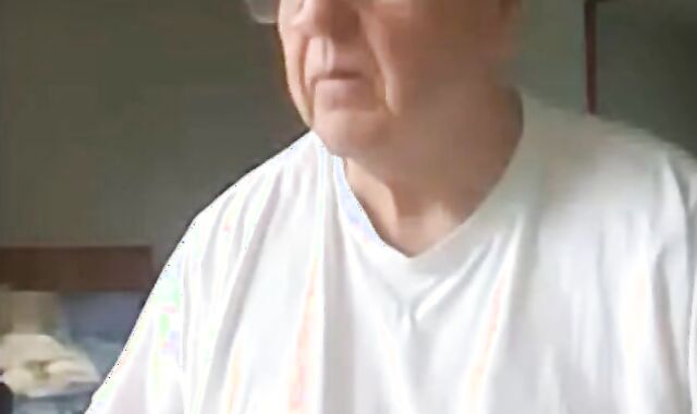 old man jerking his big dick