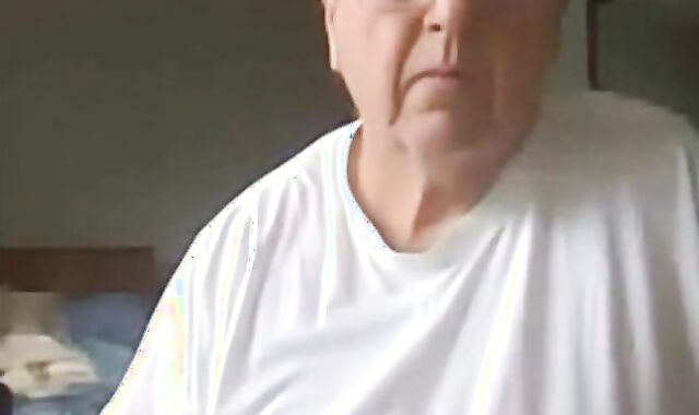 old man jerking his big dick