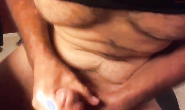 huge Groaning grand-parent shoots his ball man milk