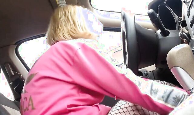 Cute Sissy Cums In The Car