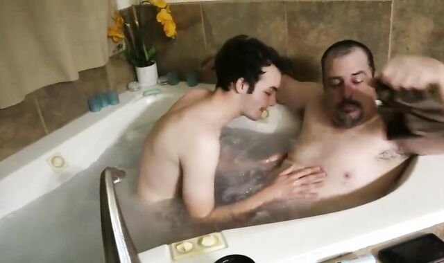 mischievous Parent In Bathtub plows youthfull lad