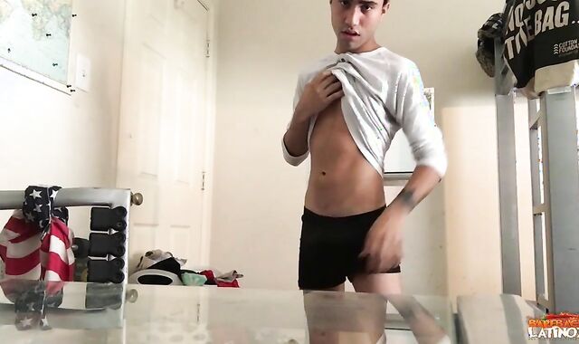 BarebackLatinoz: Bony uncut pulverize-stick Lucas butt fuck-out