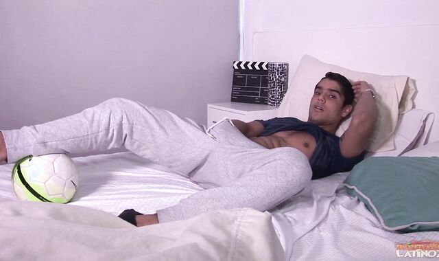 BarebackLatinoz - Spectacular jock edging in the bed