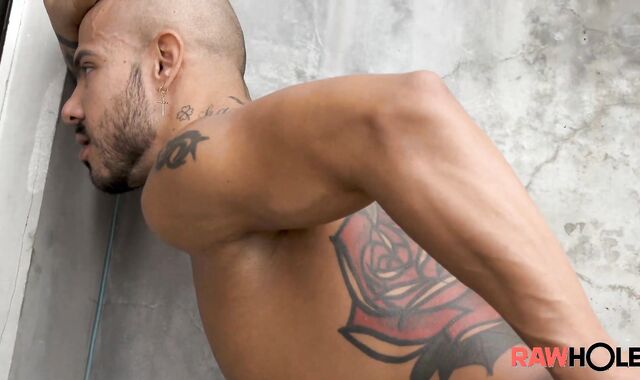 Rawhole: Inked Patrick Garcia masturbating outdoors