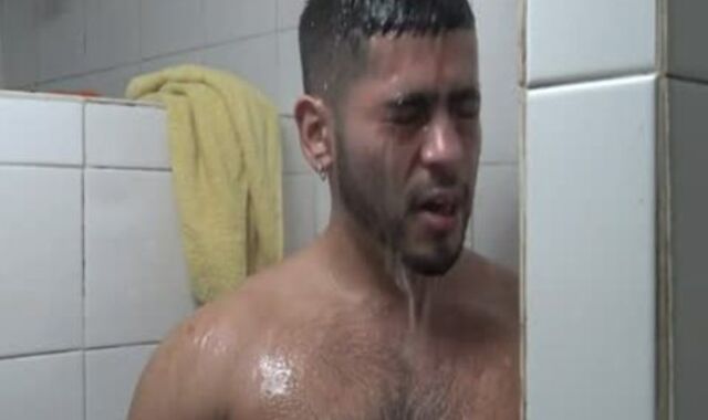 Dangled Latino hammered In Gym Shower