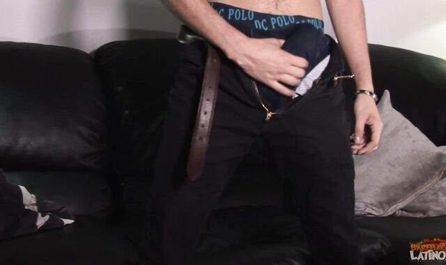 BarebackLatinoz: Rock-firm Allen petting on sofa