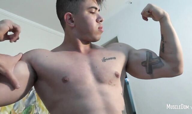 fresh Latinos pumped up lad inhale job-service
