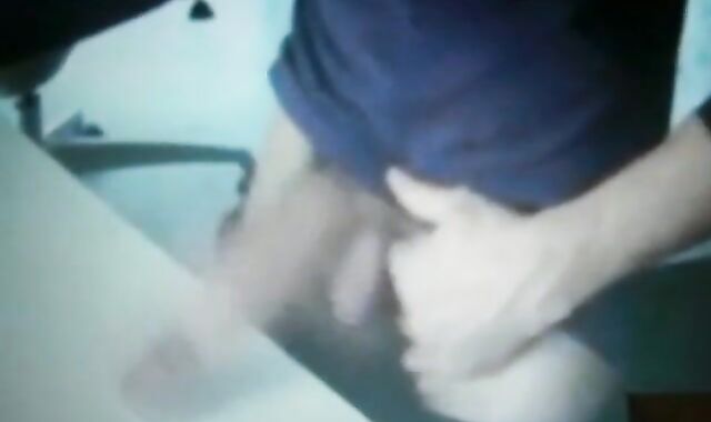 thick huge cock show on desk