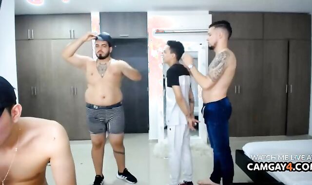 bunch Of killer Latinos Jerking And drilling A dude