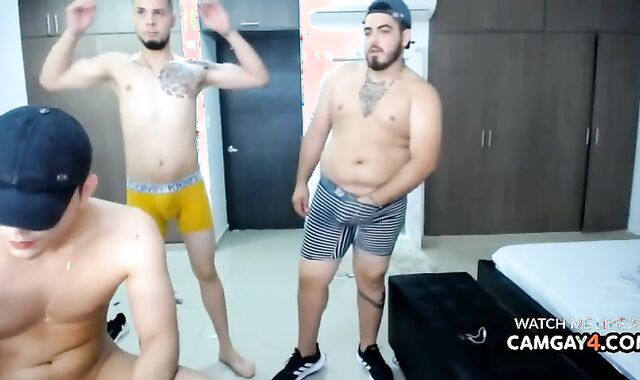 bunch Of killer Latinos Jerking And drilling A dude