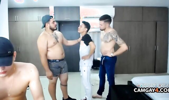 bunch Of killer Latinos Jerking And drilling A dude