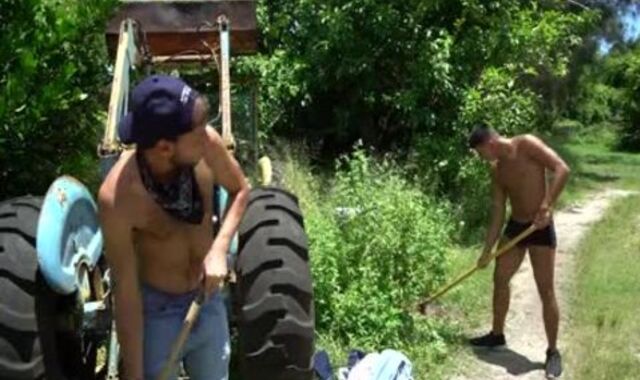 Naught Farmers Jay Seabrook & Tim Hanes receive Sweat-wettened Doing Some Outdoor Work