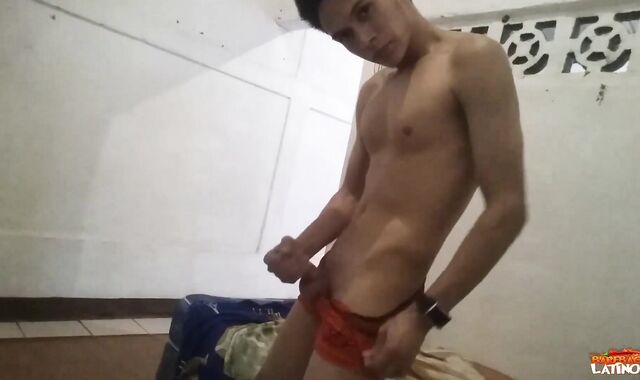 BarebackLatinoz: Solo bulge latino pumping in the sofa