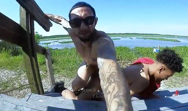 Puerto Rican pokes dark Suspended teenie Outside