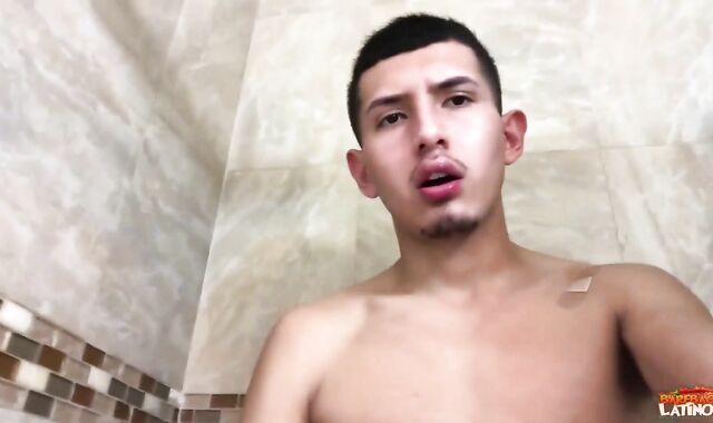 BarebackLatinoz - Roman dressed in cut-offs pumping in bathtub