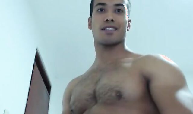 pumped up Latino shoots A immense Blast To His sleazy Six pack