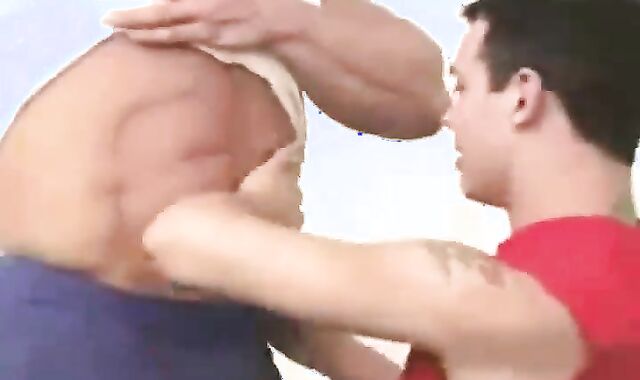 Beefy lad fellow dominance leans to get banged