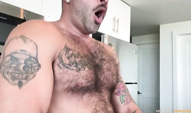 Muscular Piercing Caucasian fledgling smooching