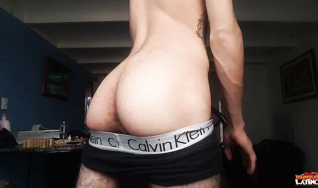 BarebackLatinoz - Rigid dressed in undergarments tugging