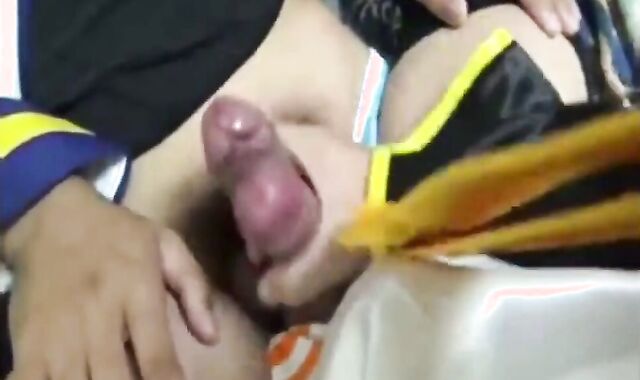 Two Cosplay Crossdressers Double Jerk