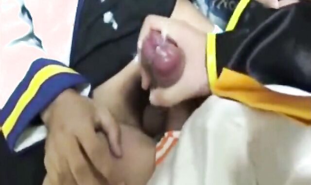 Two Cosplay Crossdressers Double Jerk