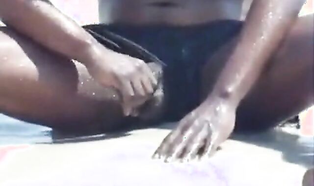jerking off at the beach