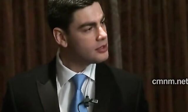 James stripping off at an embassy dinner