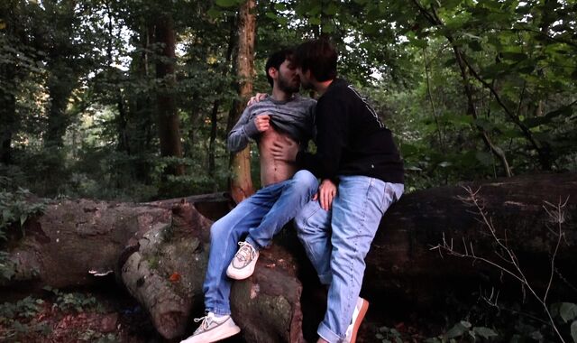 Public jerking and sucking outdoors