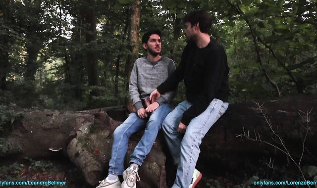 Public jerking and sucking outdoors