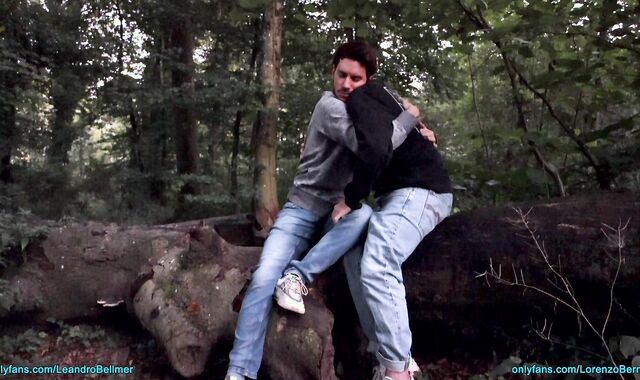 Public jerking and sucking outdoors