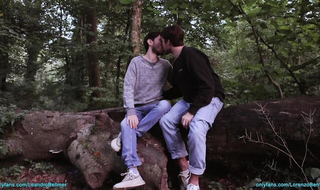 Public jerking and sucking outdoors