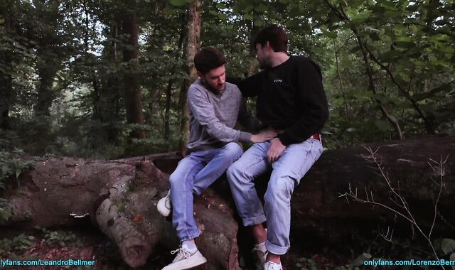 Public jerking and sucking outdoors