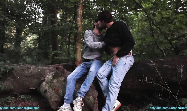 Public jerking and sucking outdoors