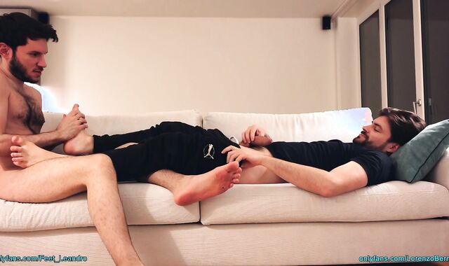 Massaging my friend’s feet and wanking together