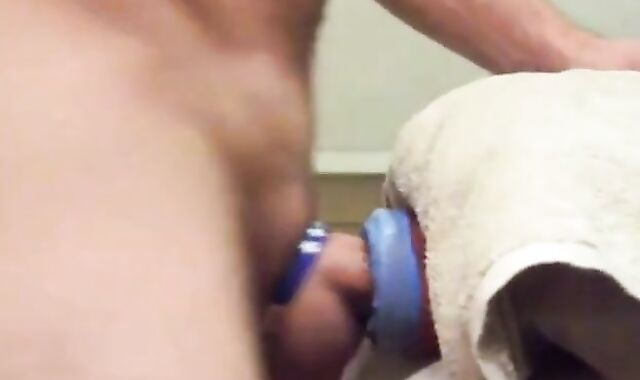 Homemade sex toy pillow humping cum