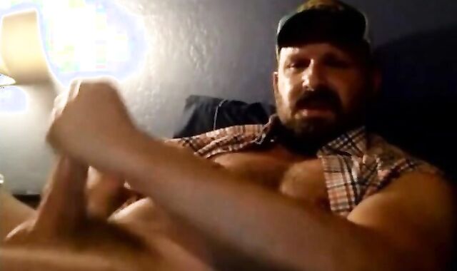 Bearded Trucker Self Facial Jerk Off & Cum