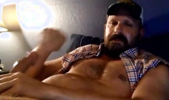 Bearded Trucker Self Facial Jerk Off & Cum