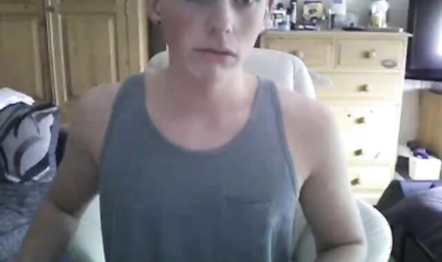 Cute amateur twink shows his big dick on webcam