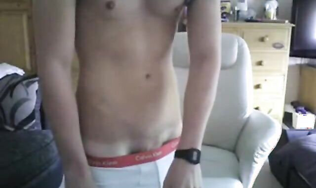 Cute amateur twink shows his big dick on webcam