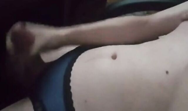 Feminine boy cums with his panties on