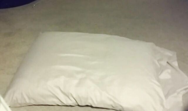 Black young man pillow humping cum handsfree