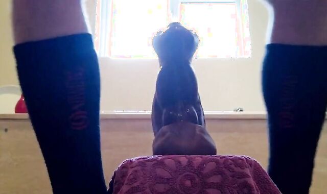 Stretching on my XL bad dragon dildos