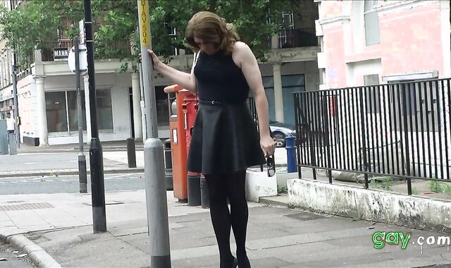 Sexy Transvestite masturbating out side the post office