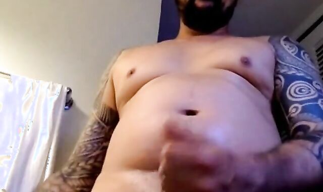 Chubby Inked Str8 Guy cums fast on cam #13
