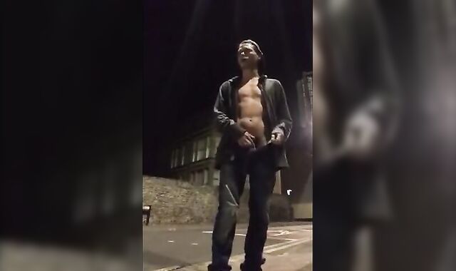 Guy Exhibitionist showing it all on busy streets