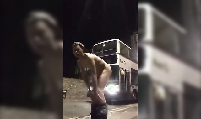 Guy Exhibitionist showing it all on busy streets