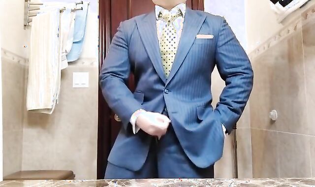 Big-Cock Daddy Strokes in Suit