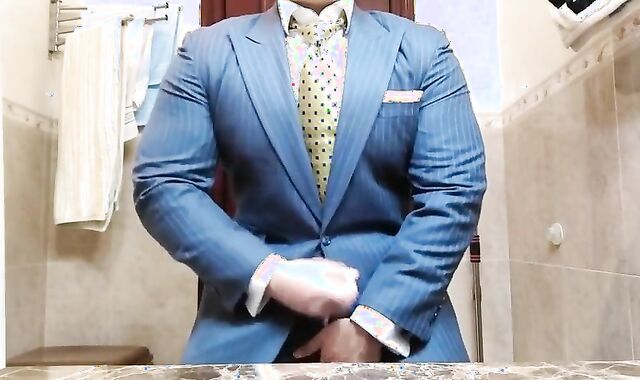 Big-Cock Daddy Strokes in Suit